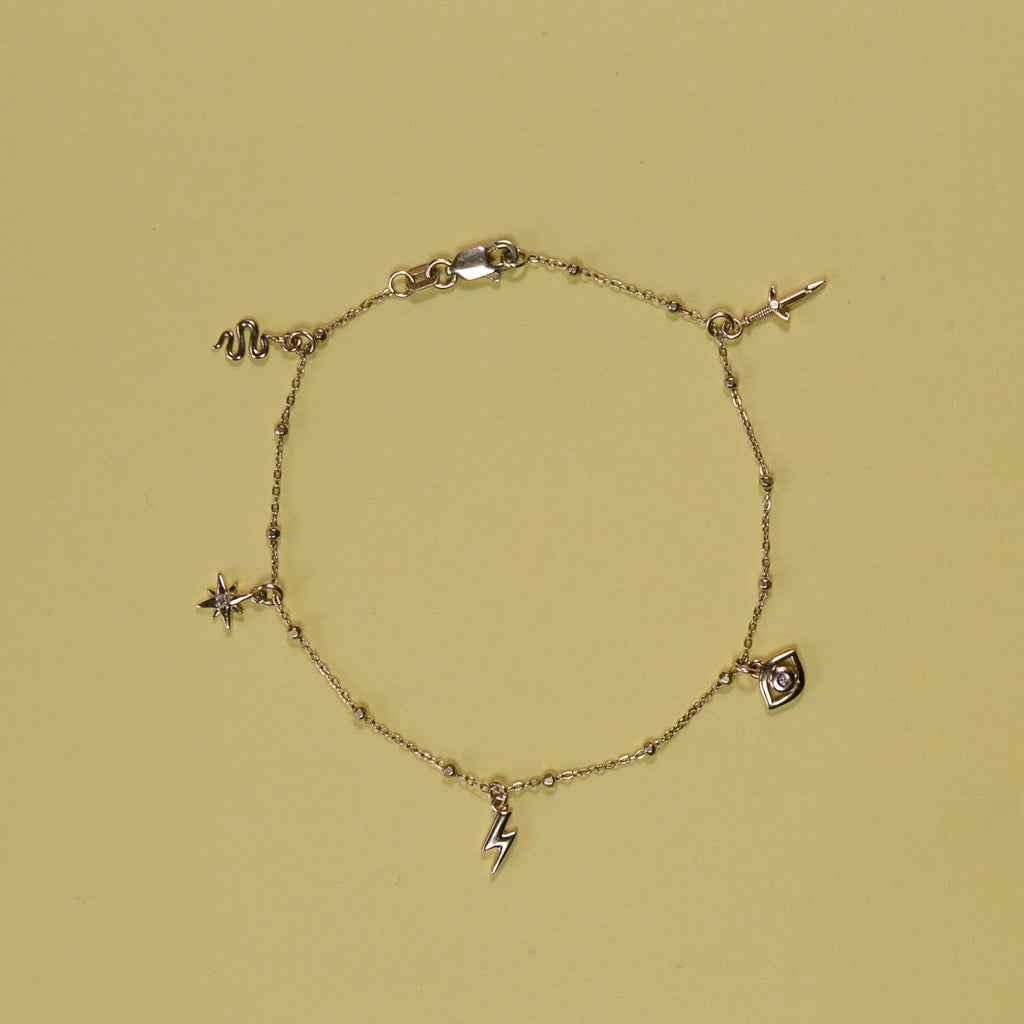 Teeny tiny charm bracelet- 14k gold