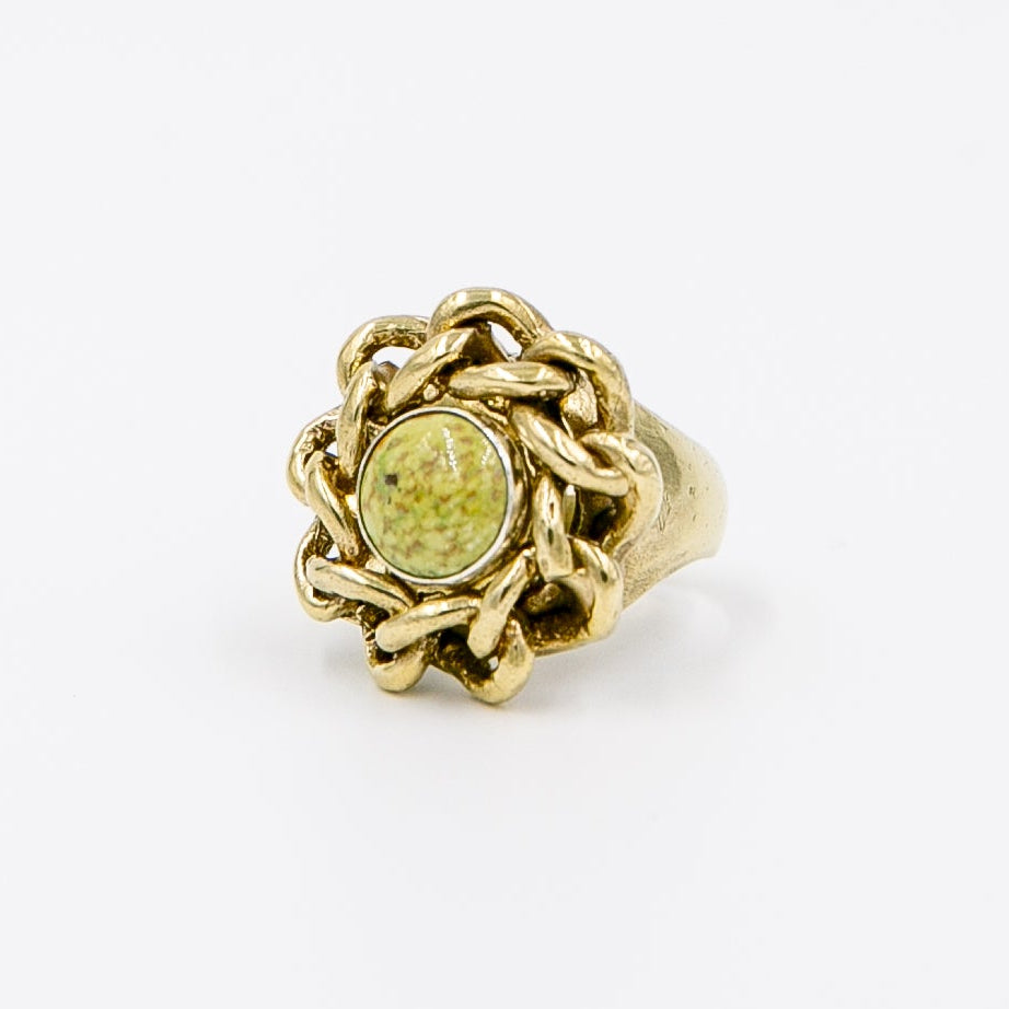 Chain Round Ring with Stone