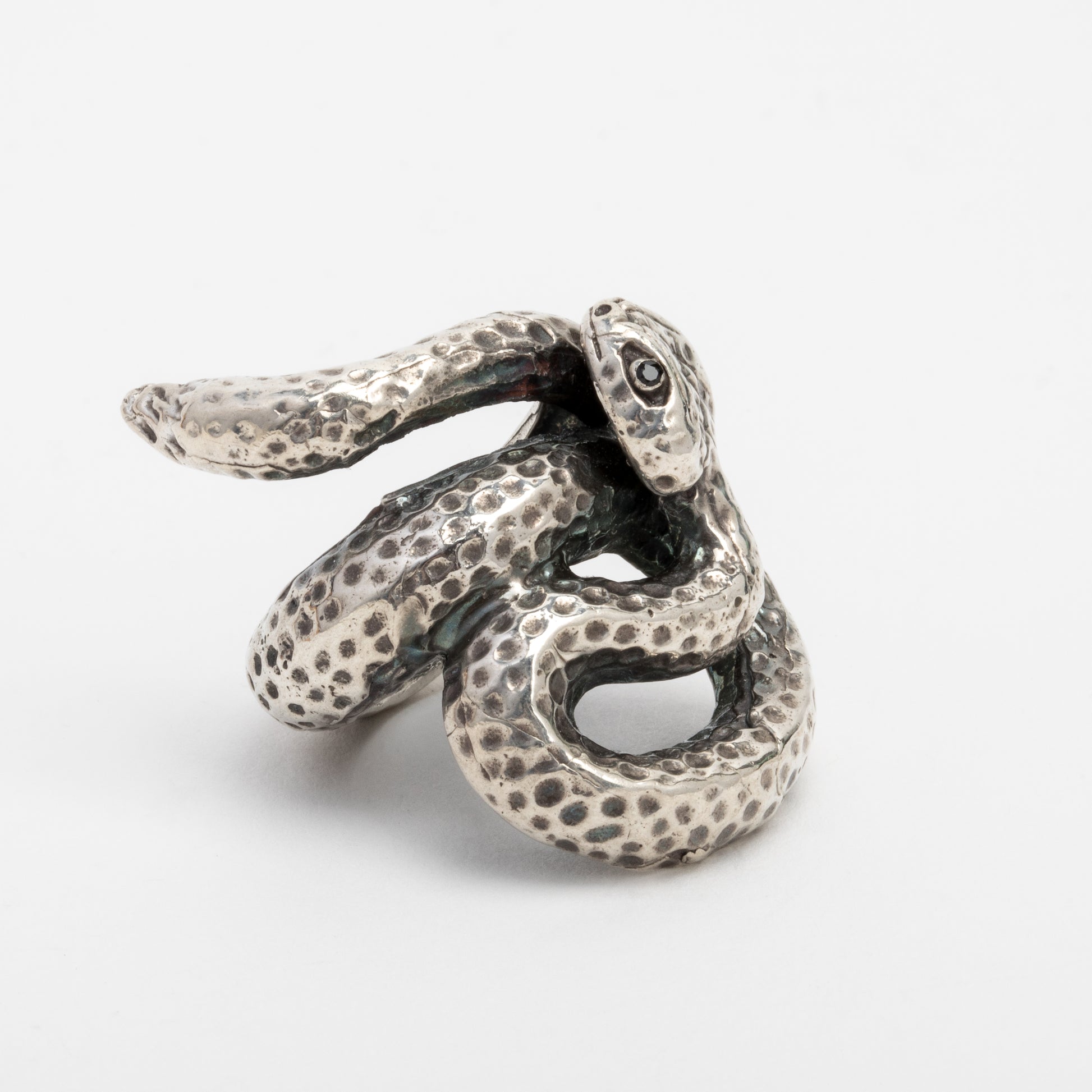 Water Moccasin Ring with Stone Eyes